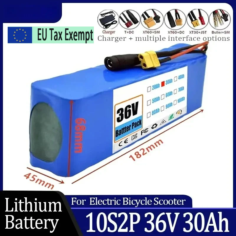 10S2P 36V 30000mAh 18650 Lithium-Ionen-Akku 1000W Hochleistungs- und Hochkapazitäts-36V-Motorrad-Roller-Akku