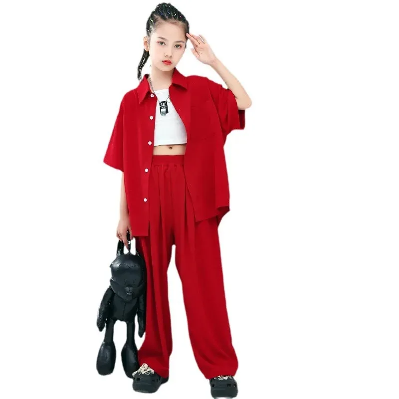 

Boy Hip Hop Loose Shirt Street Dance Baggy Pants Clothes Sets Girls Solid Blouse Outfits Child Streetwear Kids Jazz Costumes