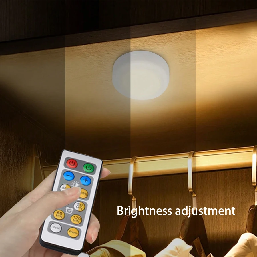 1-6 pezzi LED sotto la luce dell\'armadio 3 colori luce notturna dimmerabile con telecomando lampada da camera da letto alimentata a batteria luci