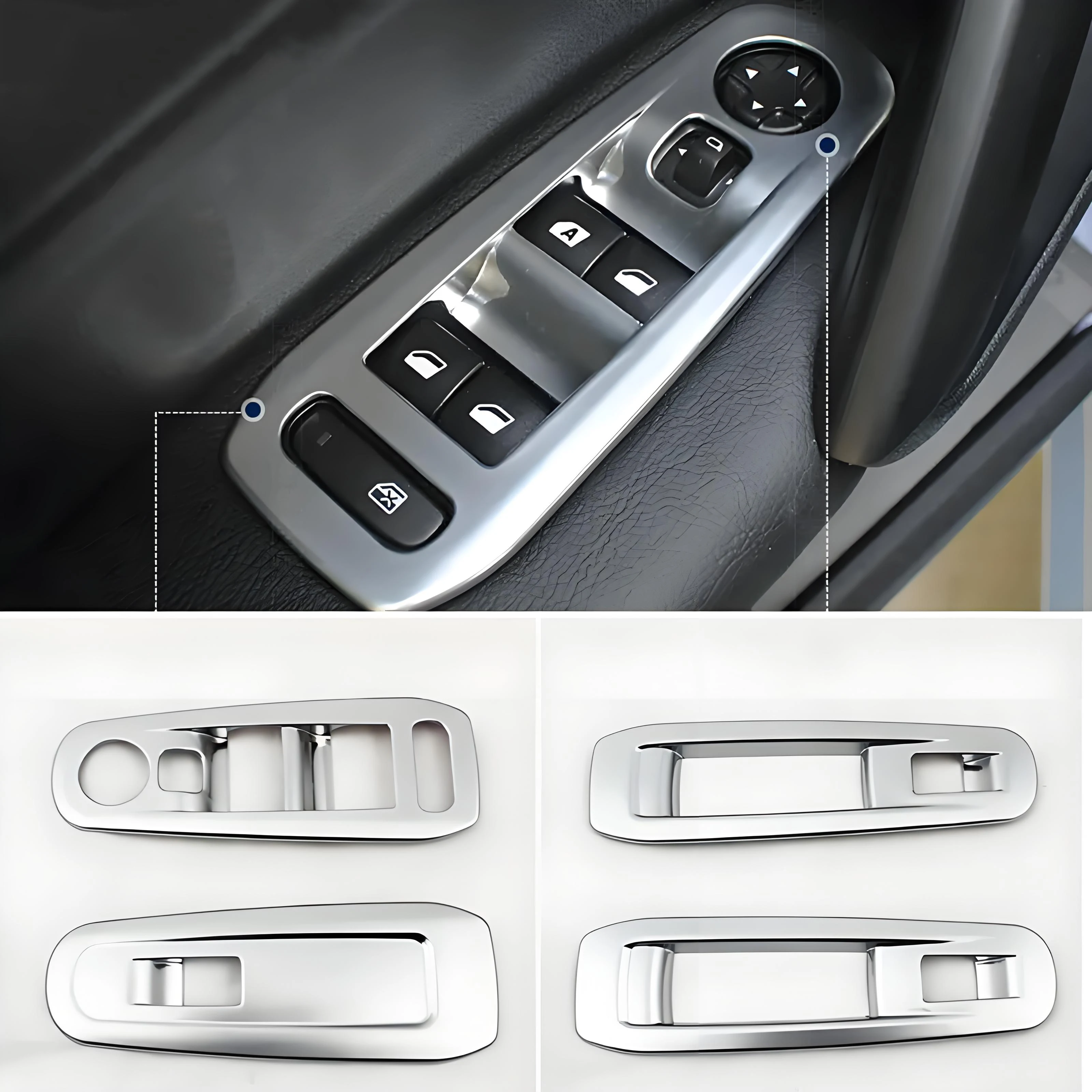 For Peugeot 308 T9 2014 2015 2016 2017 2018 SW Car Accessories ABS Window Lifter Button Protective Cover Chrome Trim