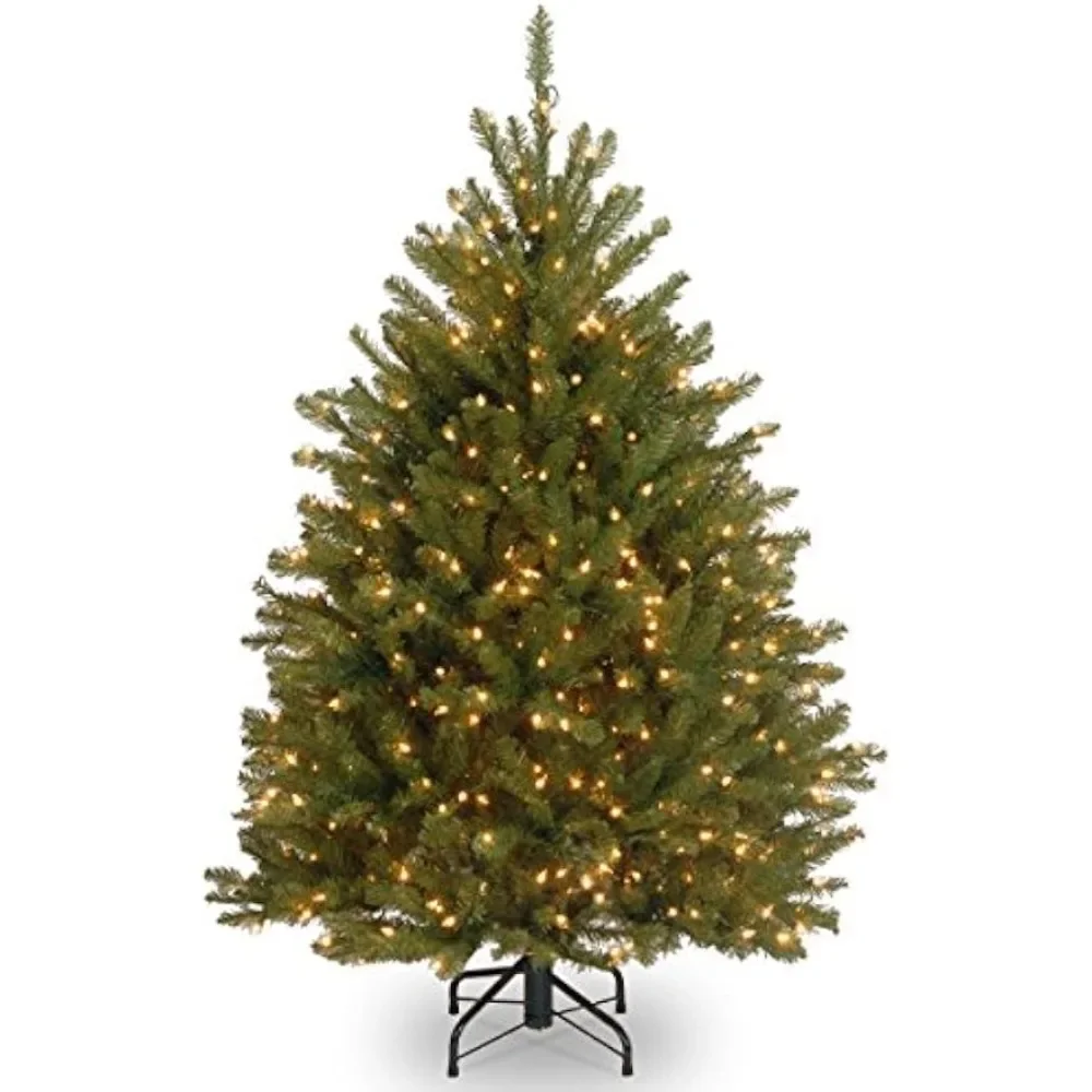 Pre-Lit Artificial Mini Christmas Tree, Green, Fir Tree, White Lights, Includes Stand, for Home Christmas Event Party Decor