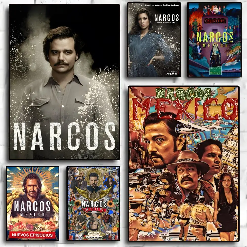 Narcos TV Series Crime Drama Poster Self-adhesive Advanced Aesthetic Printing Paper Wall Art for Living Room Home Decor