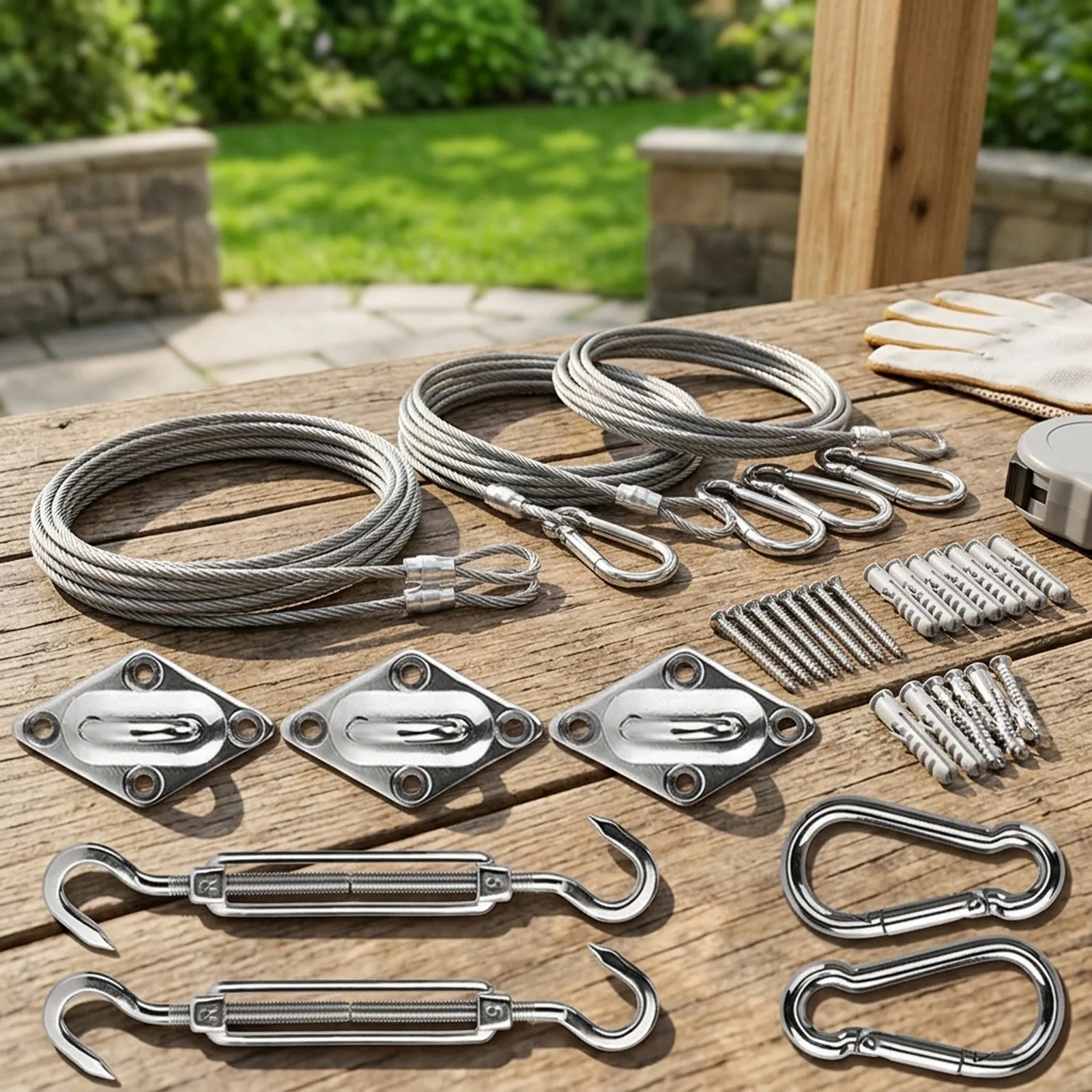 44 Pcs Stainless Steel Accessories for Shade Sails Perfect for Triangle and Rectangle Configuration and Strong