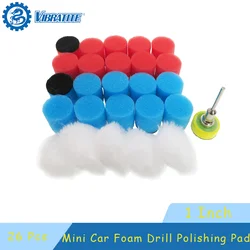 26 Pcs 1 Inch Mini Car Foam Drill Polishing Pad Wool Waxing Buffing Pads with Backer for Polishing Rough Car Headlights