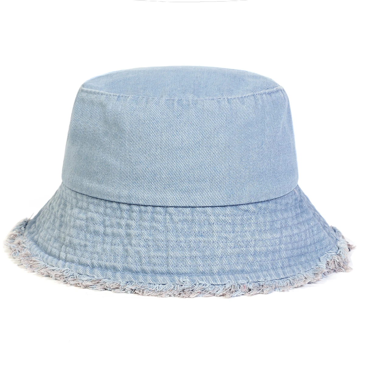 Unisex Light Board Edge Hole Denim Personality Bucket Hats Fishermen Caps Outdoor Casual Cap Sunscreen Hat