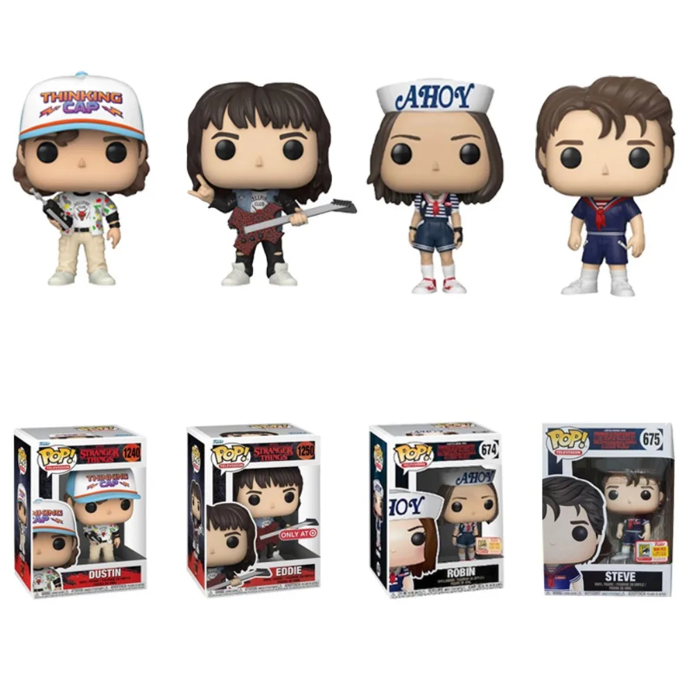 Funko Pop Stranger Things Action Figures Popular Science Fiction Thriller Series Dustin Steve Robin Eddie Model Toys Kids Gifts