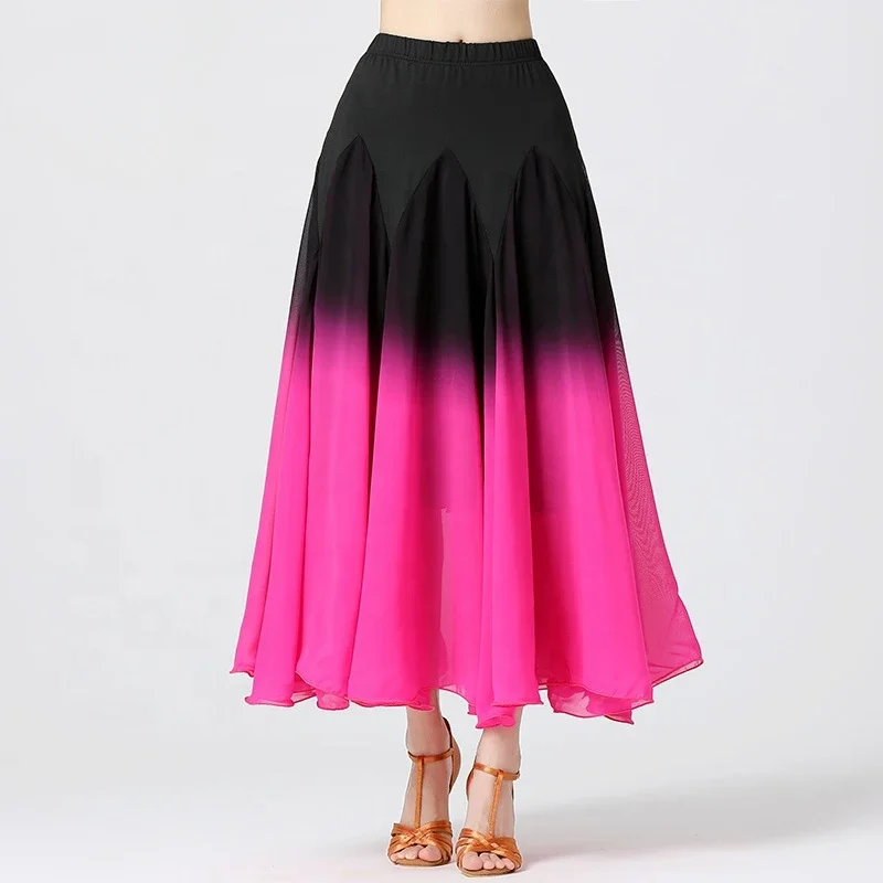 New Modern Dance Performance Costumes Cotillion Long Bustier Gradient Color Dancing Skirt with Large Hemline