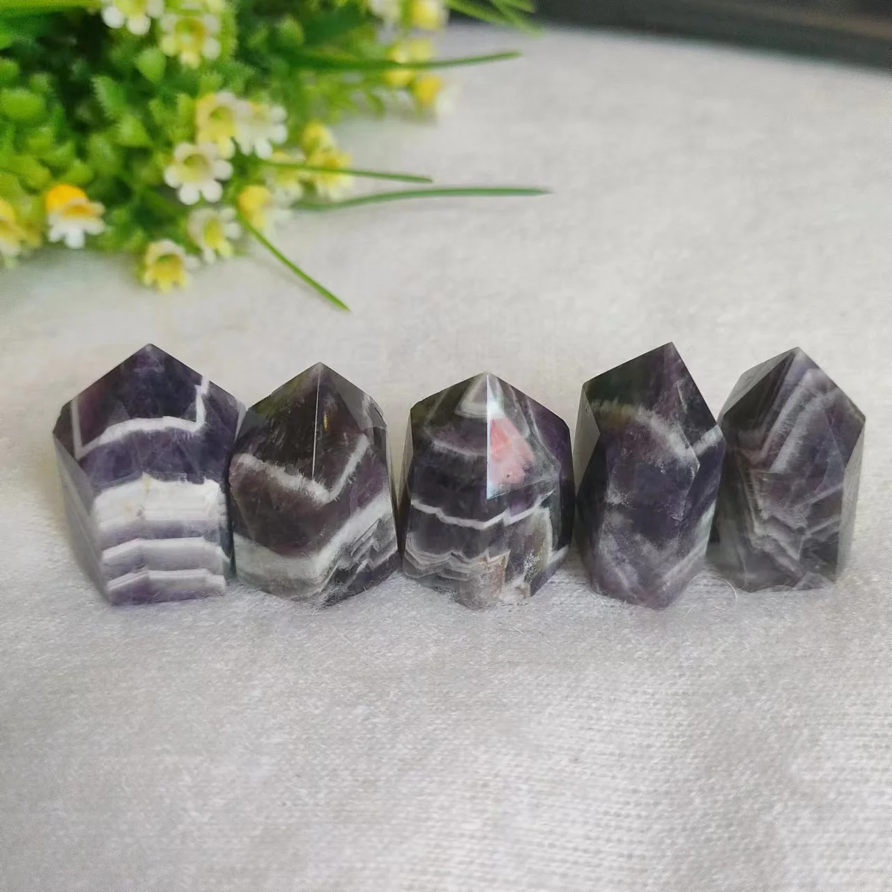 4-6cm Natural Crystal Wand Mini Dream Amethyst Quartz Point Plating Gemstone Tower Mineral Specimen Healing