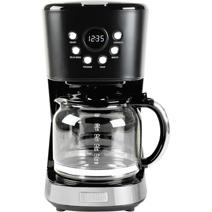 

12Cup Programmable Drip Coffee Maker with Auto ShutOff Function and Reusable Washable Water Filter for Home and Office Use Blac