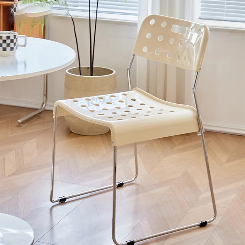 ee-Nordic Restaurant Plastic Hole Chair Cafe Milk Tea Shop Stackable Backrest Dining Home Living Room Leisure Chair Furniture