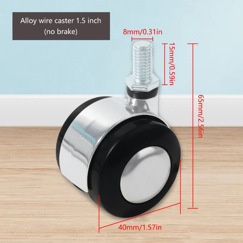 Set 4 ruote plastica universali facili da installazione set per mobili 601a