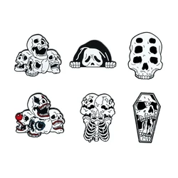 Halloween Funny Skull Brooch Skeleton Brooch Clothing Accessories Backpack Alloy Brooch Badge Enamel Lapel Pins