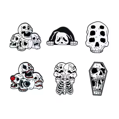 Halloween Funny Skull Brooch Skeleton Brooch Clothing Accessories Backpack Alloy Brooch Badge Enamel Lapel Pins