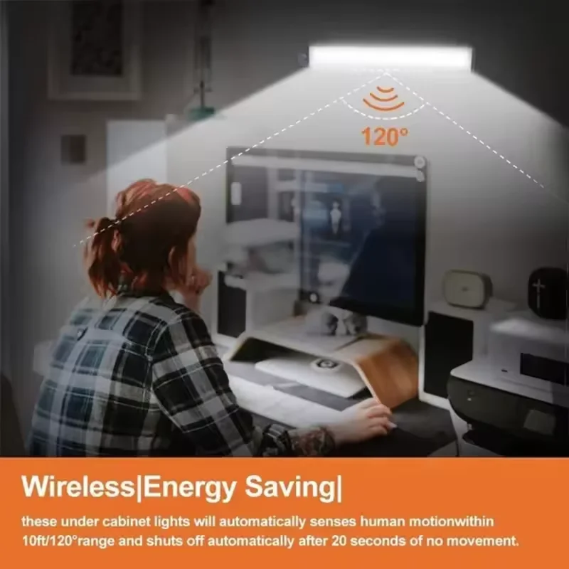 Night Lamp With Motion Sensor Usb Rechargeable Wireless LED Magnetic Light Strip For Bedroom Kitchen Bedside Cabinet Lights