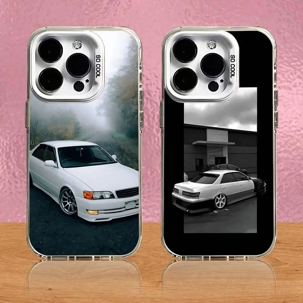 

White Mark Car 2 Phone Case For iPhone 16,15,14,13,12,11,Pro,Max,Plus,Mini,SE Grey White Matte Laser Back Cover