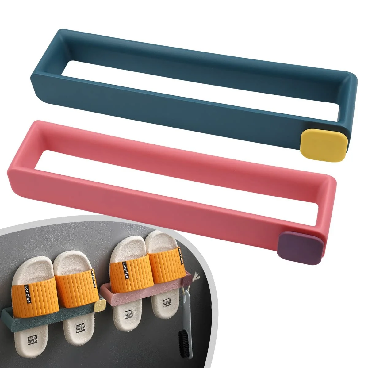 

Bathroom Slipper Storage Rack No Drilling Wall Mounted Shoe Rack Layer Space Saving Storage Bathroom Hook Space Saving