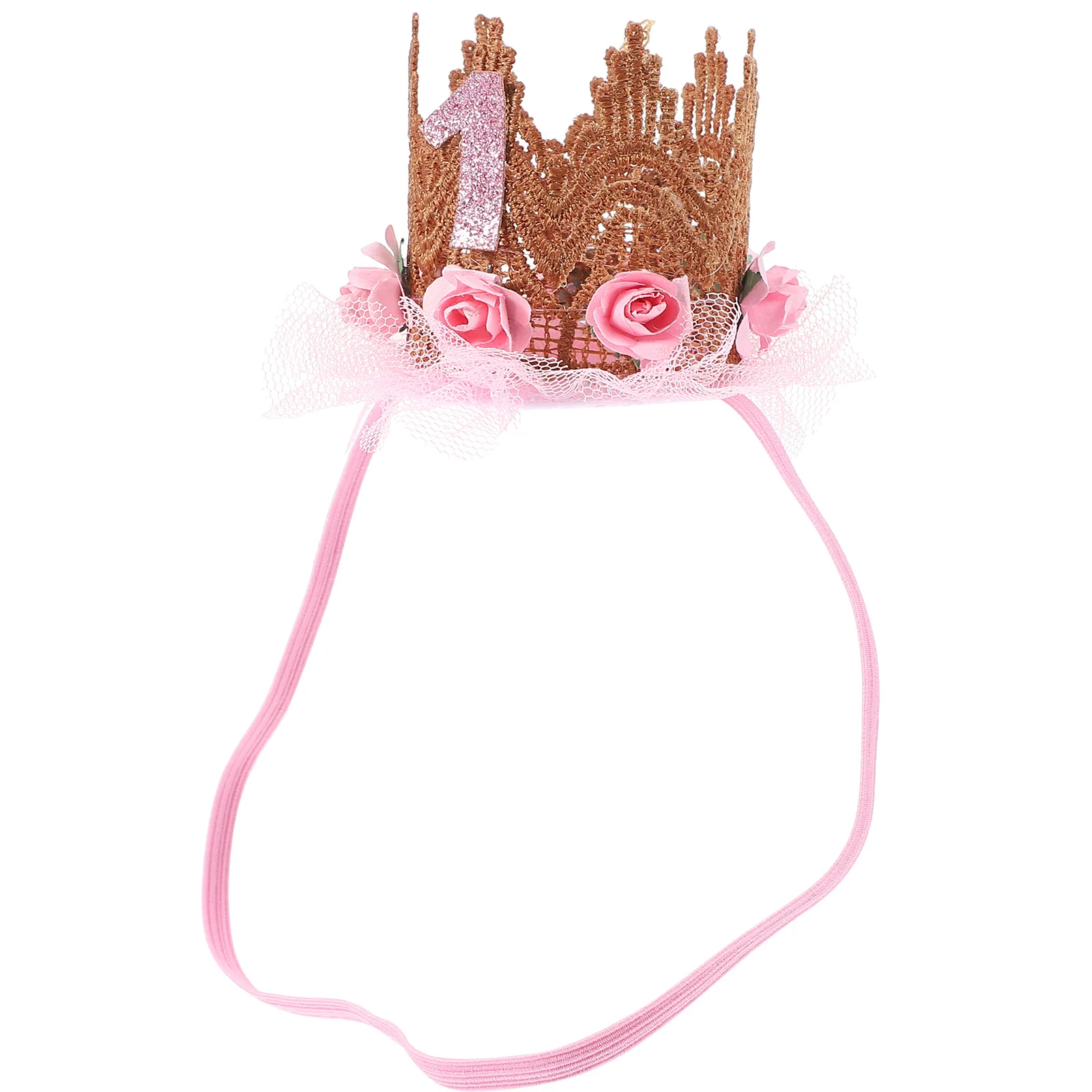 غطاء رأس على شكل تاج على شكل زهرة للأطفال، عصابة رأس على شكل تاج لعيد ميلاد الطفل، إكسسوار لأغطية الرأس لحفلات الفتيات