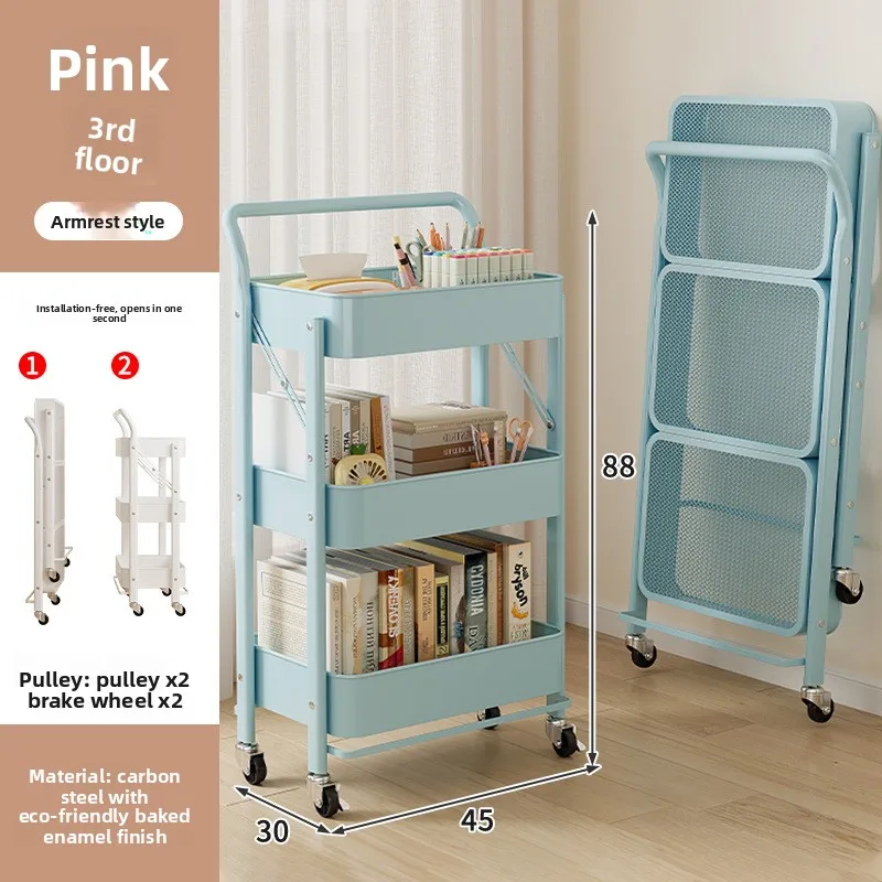 Stable Removable rack Multi-layer shelf Next to desk Foldable storage rack Kitchen bathroom trolley image 5