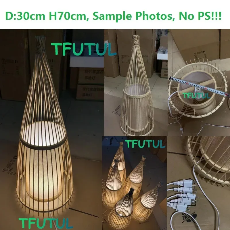 Chinese Style Hanmade Rattan Bamboo Led Floor Lamps for Living Room Tea Room Bedside Bedroom Standing Lights Home Decoration