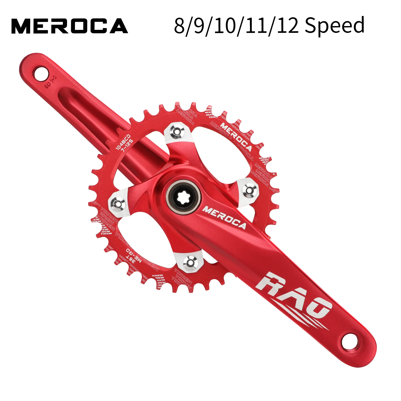 Mountain Bike Crank 170mm With Bottom Bracket 104BCD 34T 36T 38T Bicycle Chainring Aluminum Alloy MTB Crankset