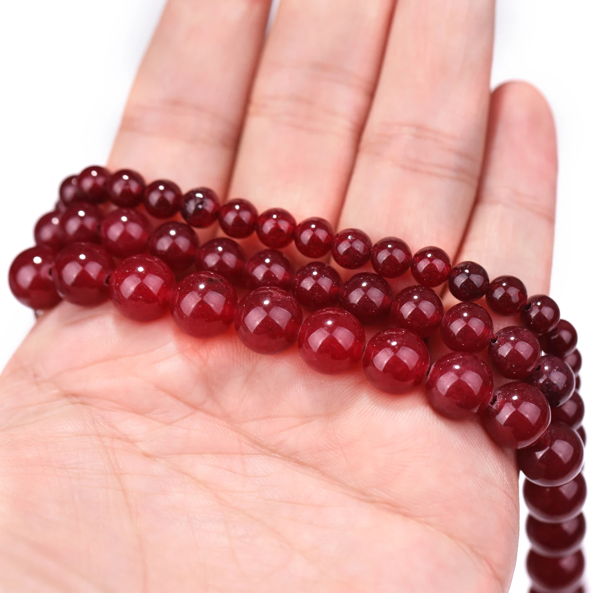 روبي اليشم جولة الأحجار الكريمة فضفاض الخرز سوار قلادة أقراط صنع المجوهرات DIY بها بنفسك اكسسوارات 6/8/10 مللي متر #6