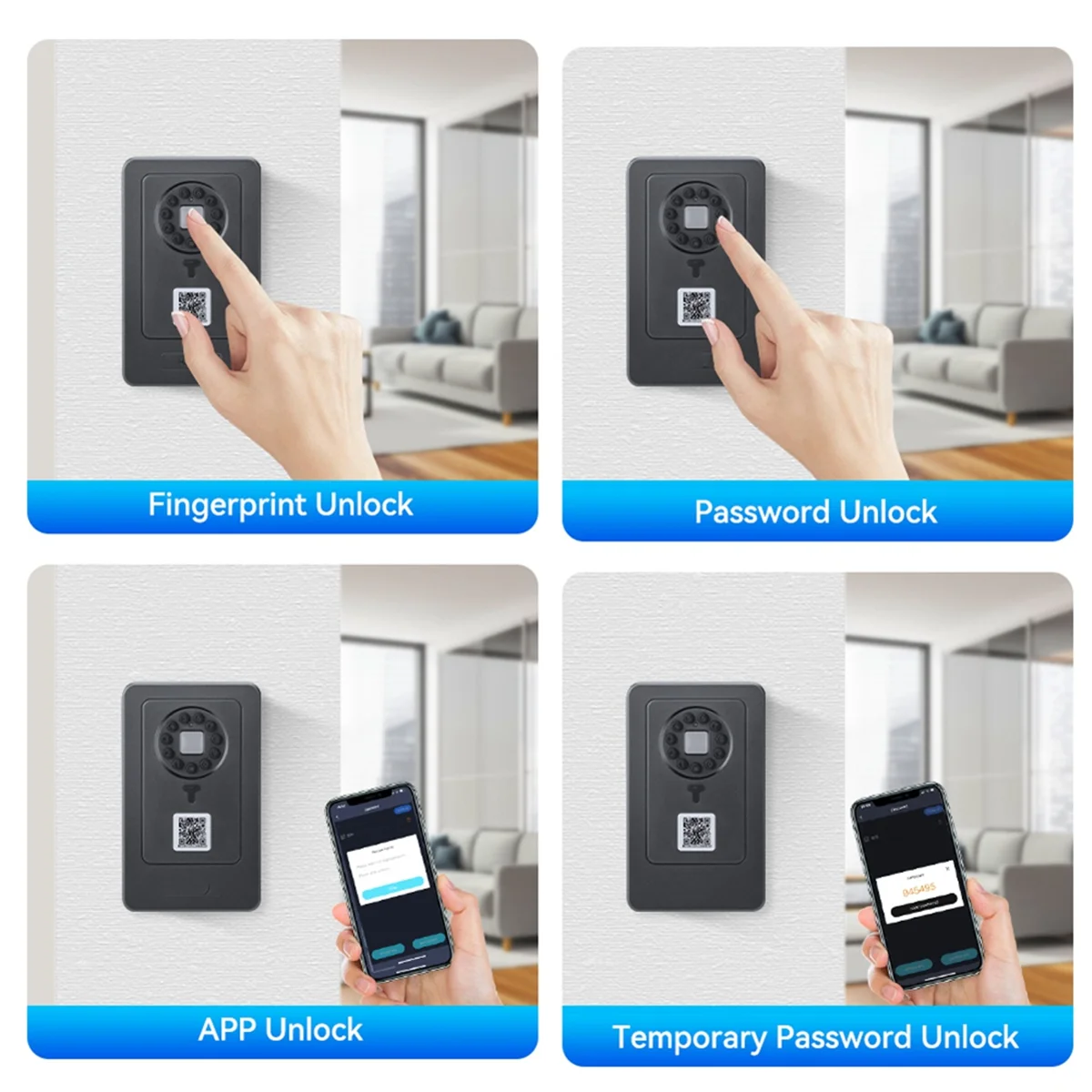 Bluetooth Fingerprint Password Key Lock Box Waterproof Wall Mounted Door Hanging Safe Deposit Box for OKLOK Management