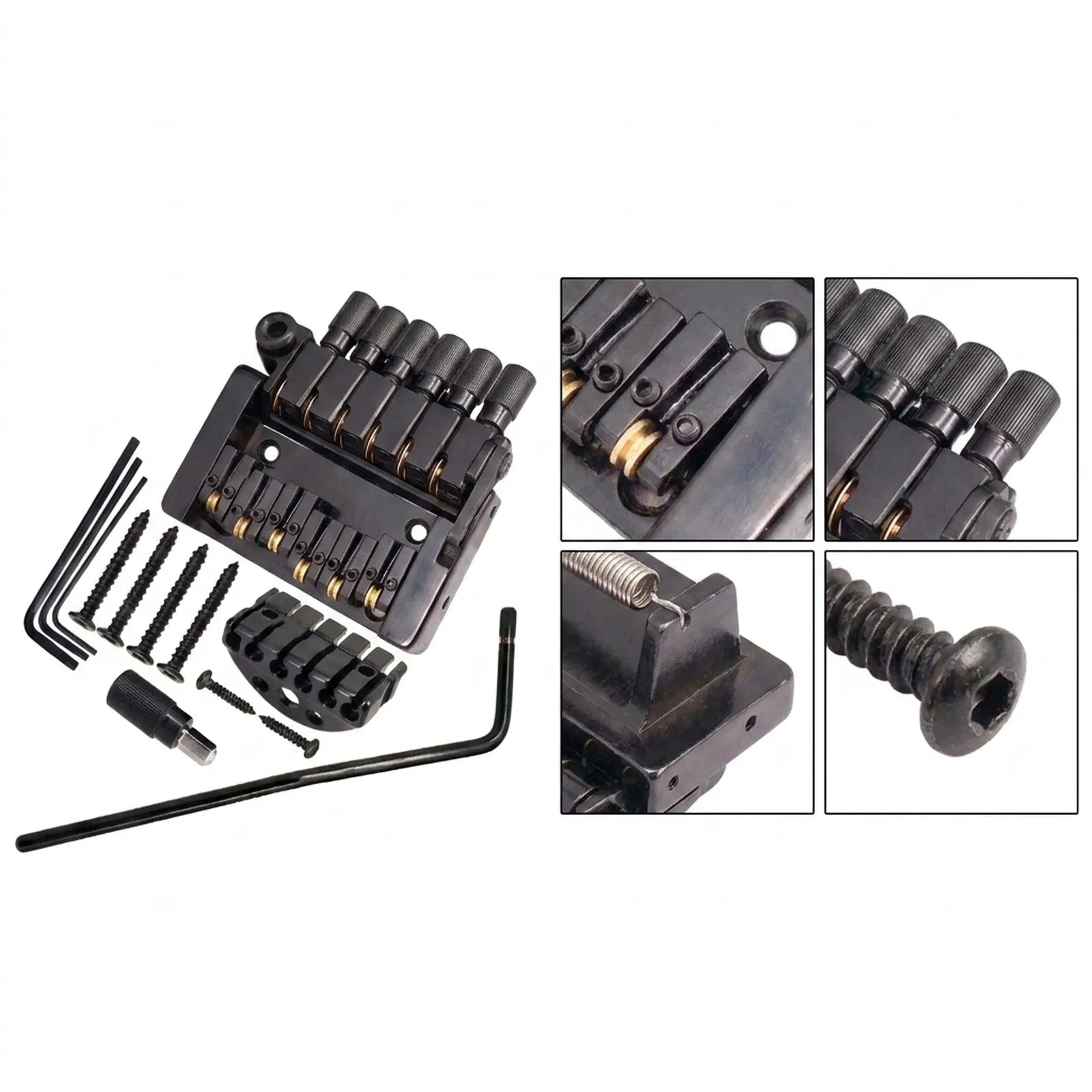 Headless For Electric Guitar for bridge System with Tremolo Bar Adjustable Saddle Rollers Lock Nut and Complete Mounting Screw