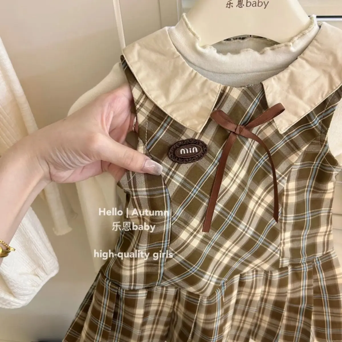 

Children's clothing Baby's Plaid Dress+Long Sleeved Shirt Autumn Fashion Set for Baby Girls Kids Clothes Baby Girl Outfit Set