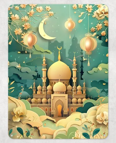 Eid Mubarak Floral Lantern Metal Poster Wall Tin Sign Man Cave Shed Home Plaque --Tin Sign