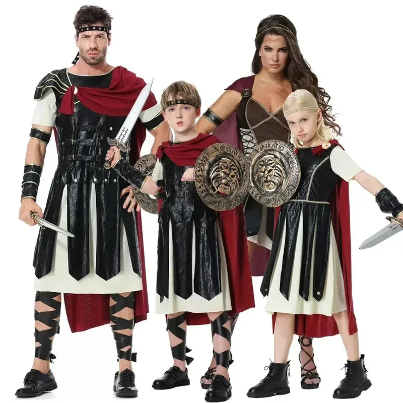 Sky03 Antike Römische Spartan Gladiator Cosplay Uniform für Jungen und Mädchen Kinder Krieger Ritter Outfit Erwachsene Spartan Krieger55Ku%
