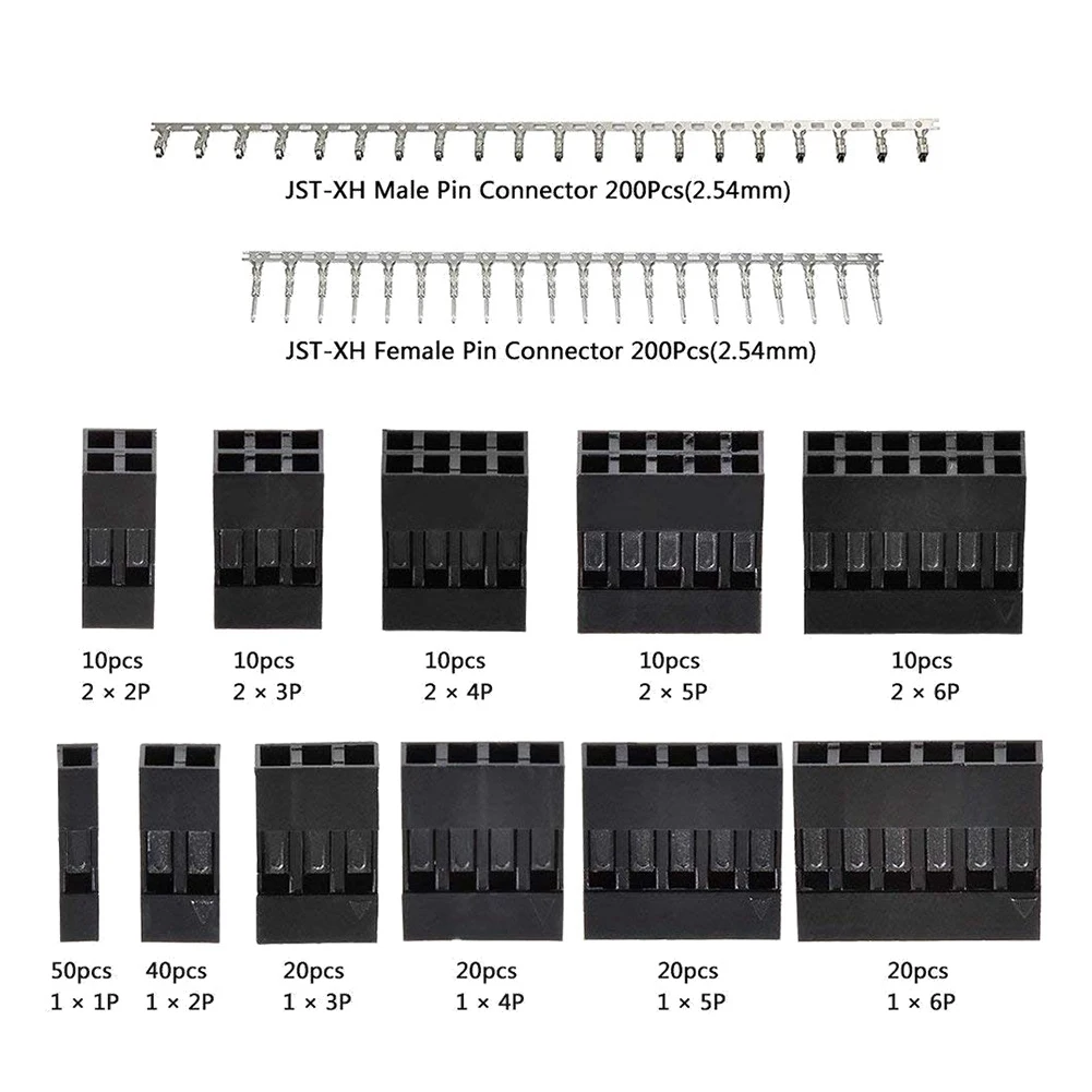 Tools 620Pcs Dupont Connector Kit with Wire Crimper Plier 2.54Mm Pitch 1/2/3/4/5/6 Pin JST SM and 2.54 Mm JST XH Male/Female