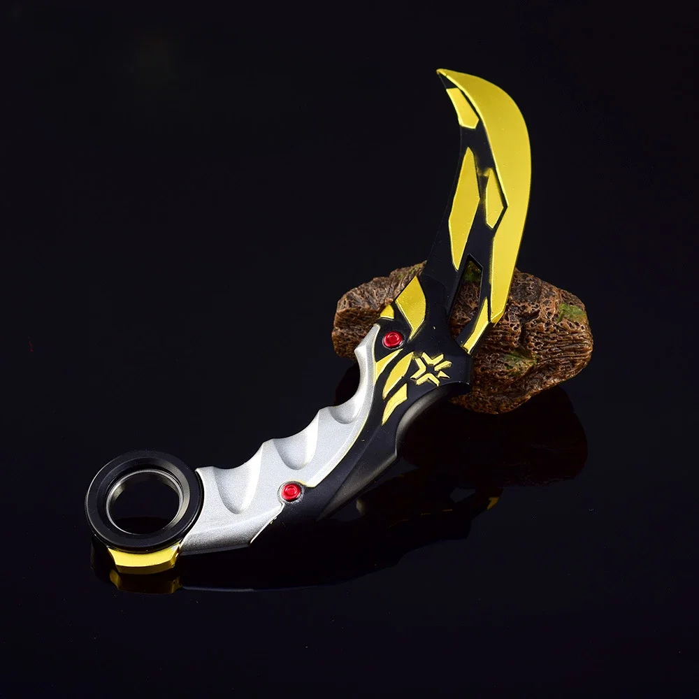 17cm faca de garra rotativa valorant jogo periferia campeões 2021 karambit arma artesanal de metal completo treinamento ao ar livre espada menino brinquedo