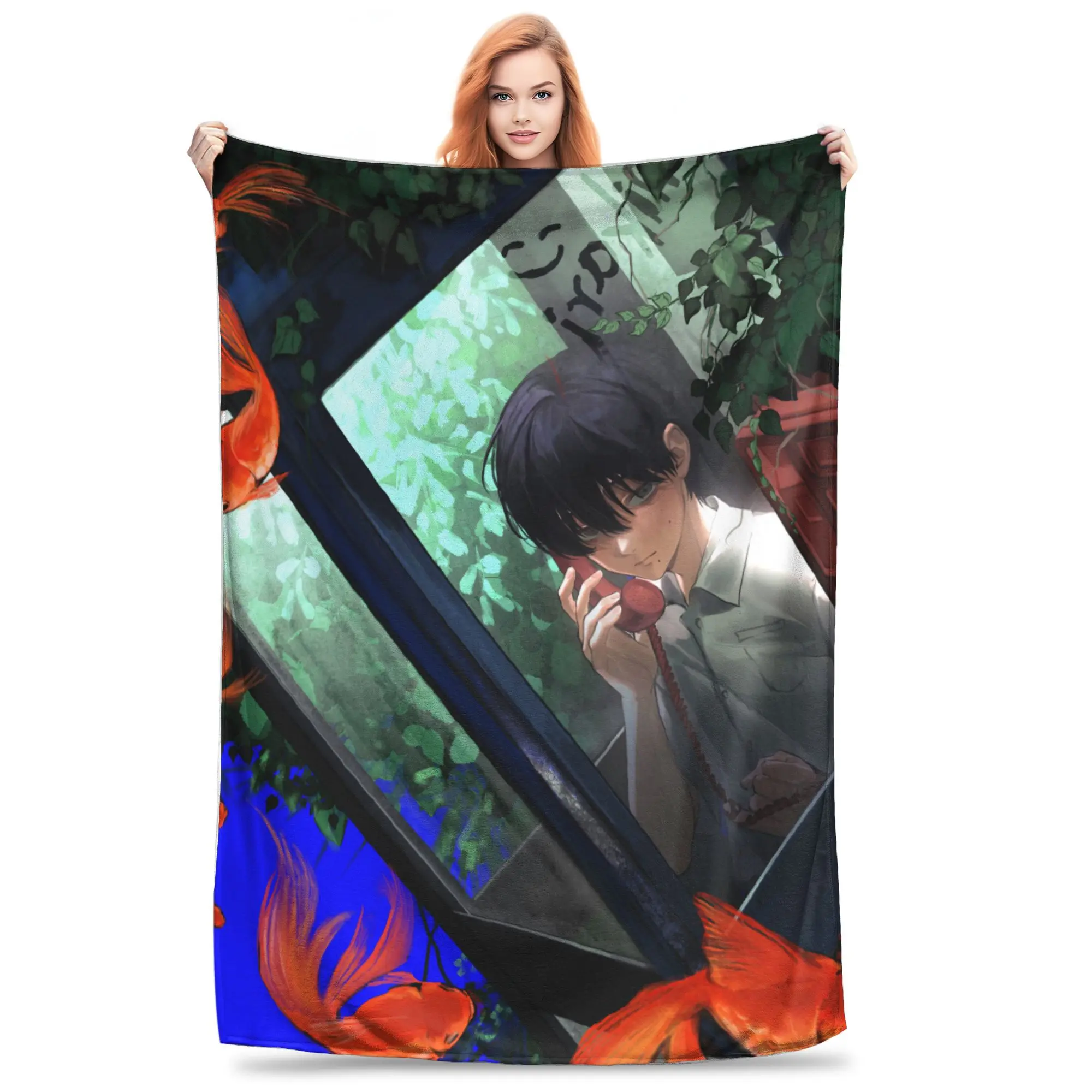 

The Summer Hikaru Died Anime Blankets Flannel Autumn/Winter Portable Ultra-Soft Throw Blanket for Bedding Office Rug Piece,