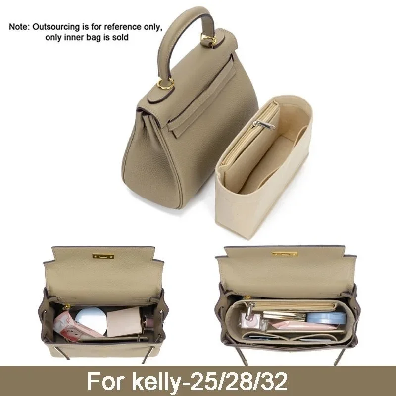 

Felt Cloth Insert Bag Organizer For Hermes Kelly Bag 25 28 32 Handbag Organizer Women Travel Portable Cosmetic Inside Bags