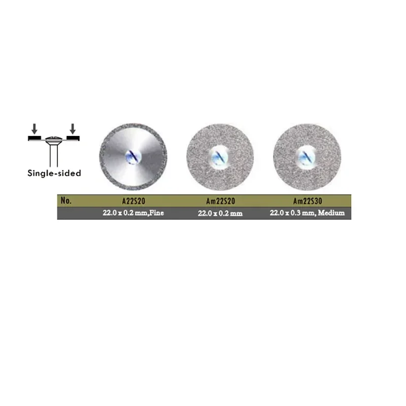 4pcs/Set Dental Diamond Disc with Needle Single-sided Fine Medium 22mm*0.2-0.3mm Dentistry Material Laboratory Tools