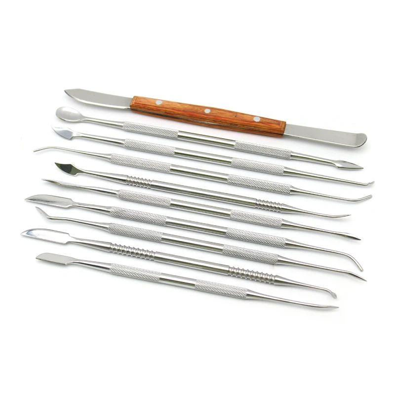 10pcs Dental Spatula Plaster Knife Practical Stainless Steel Versatile Teeth Wax Carving  Set Instrument Dentist Tools