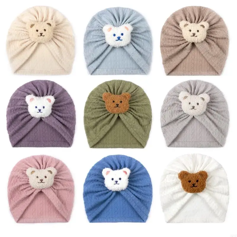 

J2FF Bear Turban Hat for 0-2 Years Baby Girls Infants Toddlers Pullover Hats