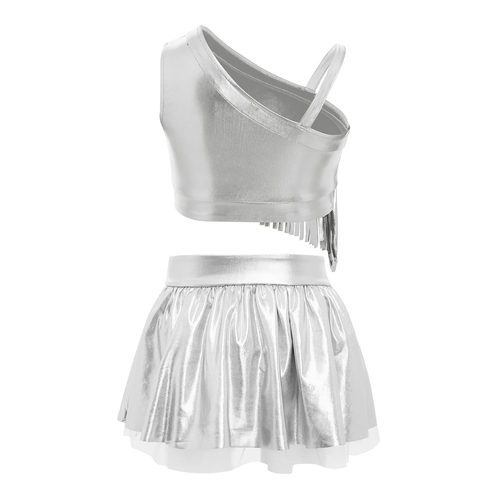 Kids Latin Ballet Leotard Dancing Competition Performance Costume Girls Sequins Rave Hip Hop Jazz Dance Dress Tassel Jumpsuit
