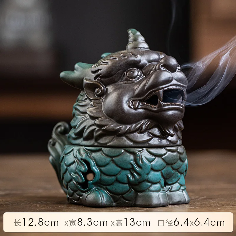 

Qilin Wealth-Attracting Divine Beast Burner Agarwood Sandalwood Table Home Indoor Incense Tea Ceremony Zen Ceramic O