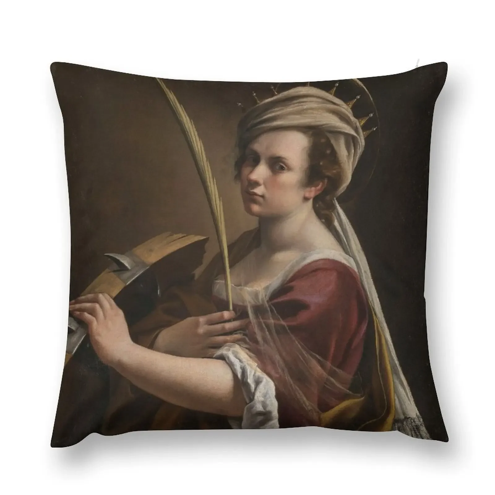 Artemisia Gentileschi Self Portrait as Saint Catherine of Alexandria Throw Pillow Decorative Cushion Marble Cushion Cover pillow