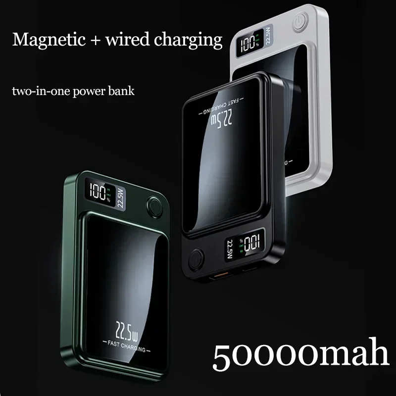 100000mAh Wireless Power Bank Magnetic Qi Portable Powerbank Type C Fast Charger for IPhone15 14 13 Samsung MaCsafe 2024 New