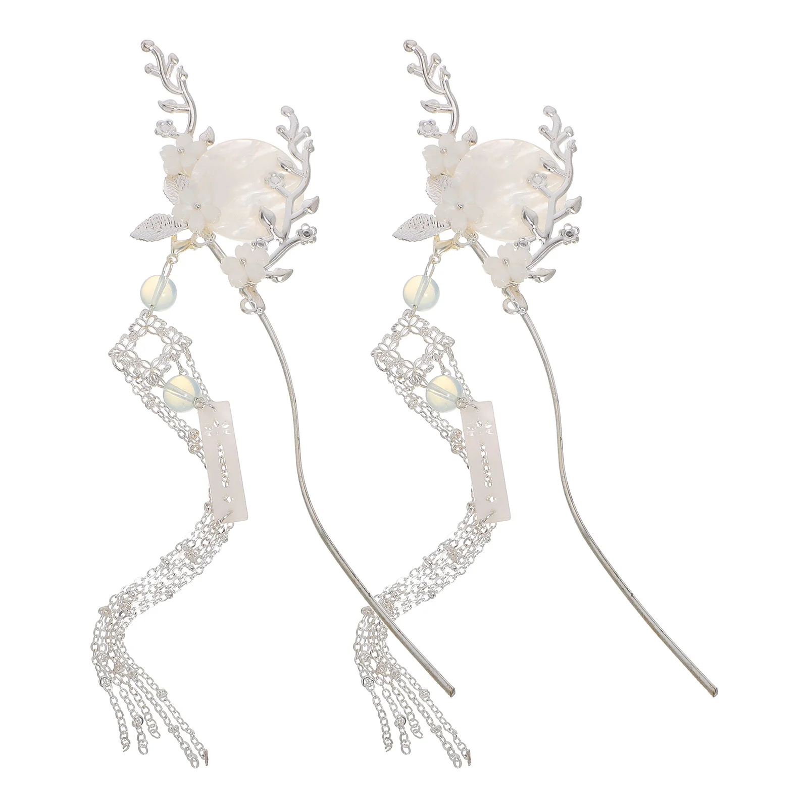 

2 шт., китайские заколки для волос в древнем стиле, элегантные палочки для волос с цветком луны, кисточка, аксессуары для волос ханьфу, фестивальная вечеринка