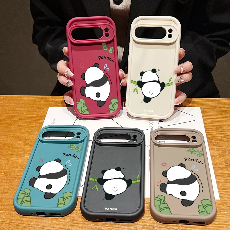 Panda Print Shockproof TPU Phone Case For Google Pixel 8 Pro 8A 9 Pro XL Solid Color Soft Silicone Back Cover For Pixel 9 8 Pro