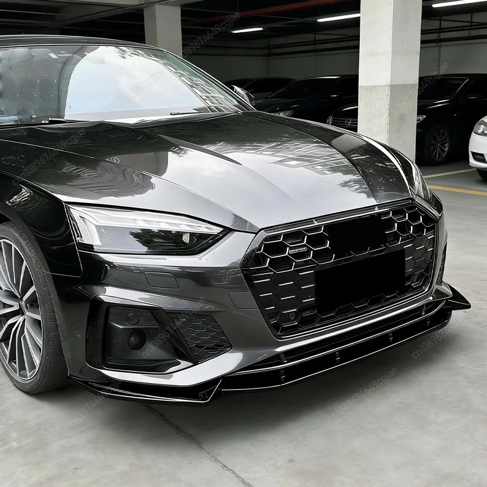 

Для Audi A5 Sline S5 8W6 2021-2025 3 шт. автомобильный передний бампер, спойлер, диффузор, сплиттер, черный/карбоновый вид, комплект кузова, тюнинг