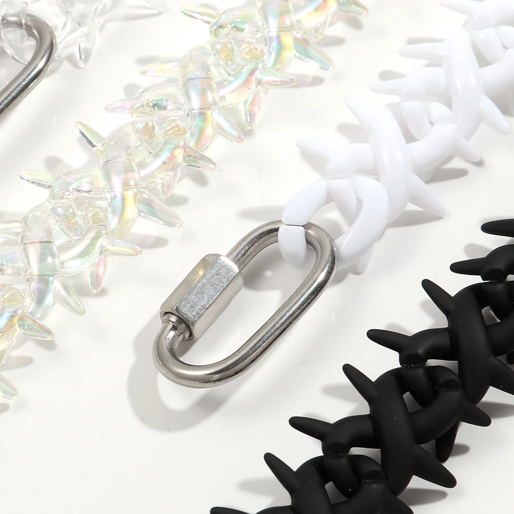 Neue Punk Spikes Dorn Unendlichkeit Kette Choker Halsketten für Männer Frauen HipHop Schillernde Klare Geometrische Kette Kragen Schmuck Geschenke – Detail 7