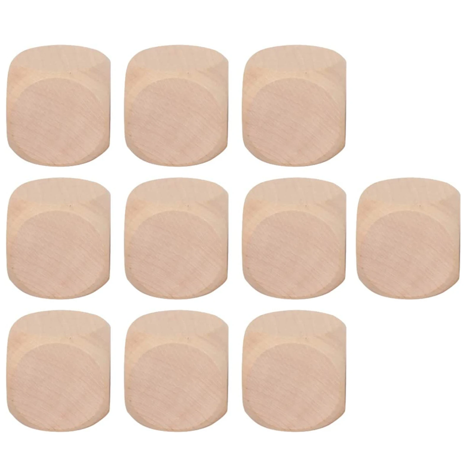 Dados de madeira inacabados para impressão artesanal DIY, cubos em branco, duráveis e intermináveis, vários tamanhos, vários tamanhos, 10PCs