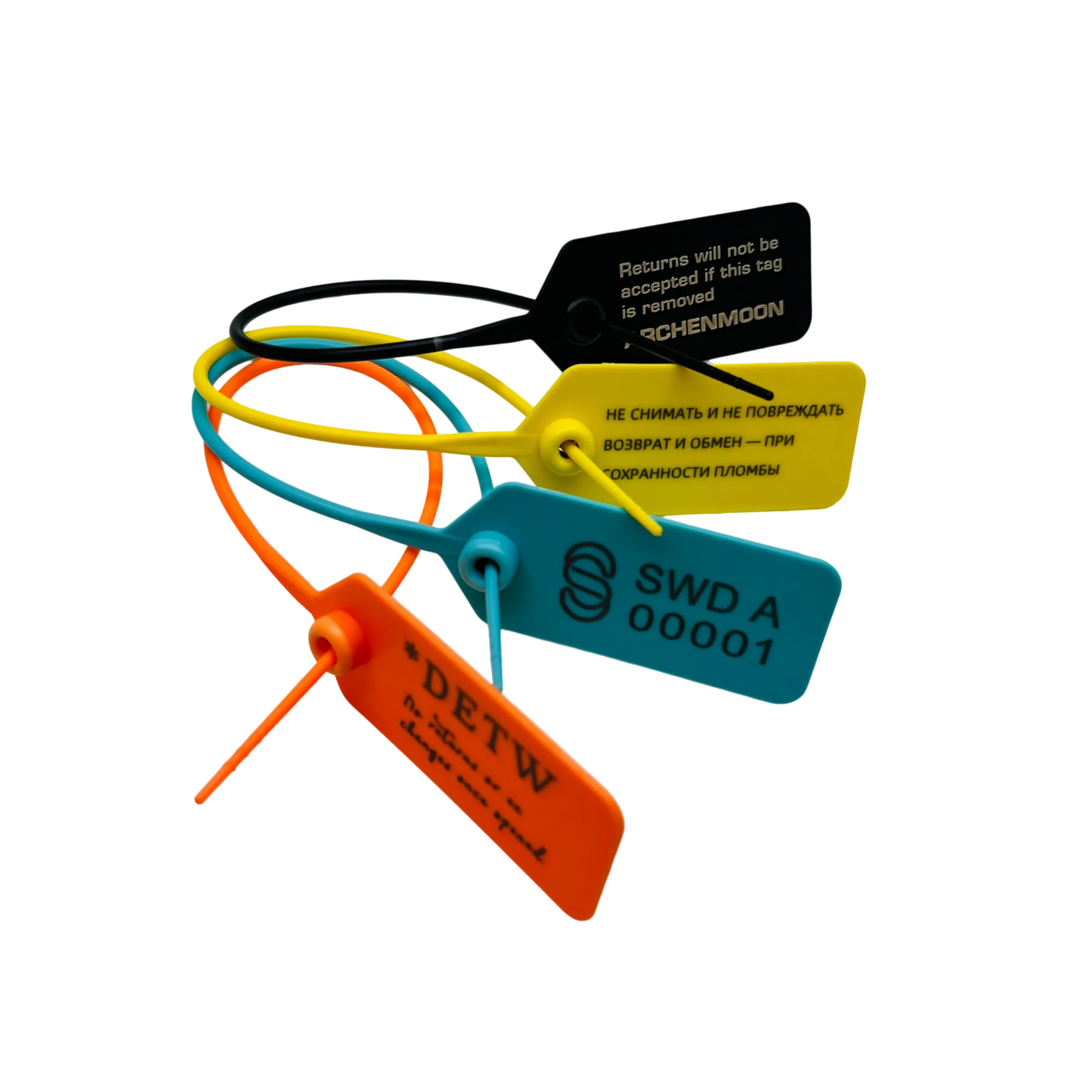 100Pcs Disposable Plastic Security Seals, Garment Tag Cable Tie Labels for Logistics Container Clothes Bags, 285mm 11 Inch Custo