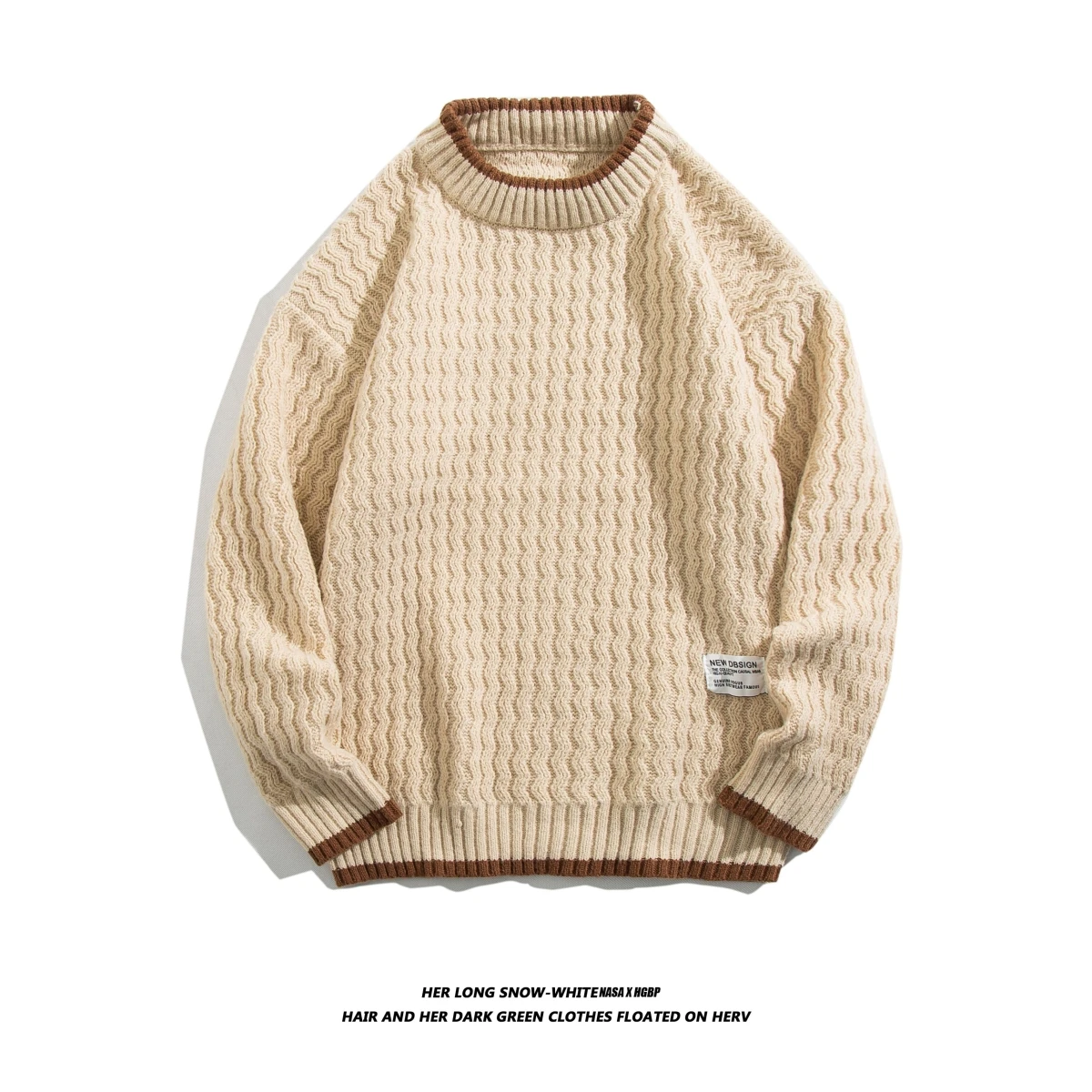 Suéter de Punto Hoado para Hombre, Estilo Casual de Otoño Invierno, Top Transpirable de Fibra de Poliéster con Cuello Redondo