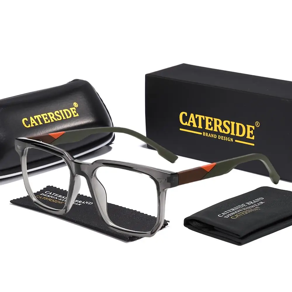 CATERSIDE Herren Anti-Blaulicht-Brille, Tr-90, quadratisch, großer Rahmen, flache Lichtbrille für Damen, Computer-Lese-Schutzbrille – Detail 9