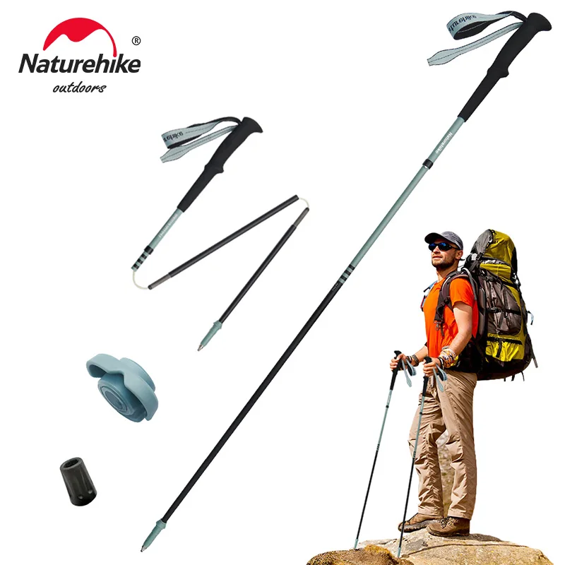 Naturehike Air Terk EXT bastones de Trekking plegables ultraligeros totalmente de carbono cuatro secciones escalada al aire libre senderismo bastones de Trekking